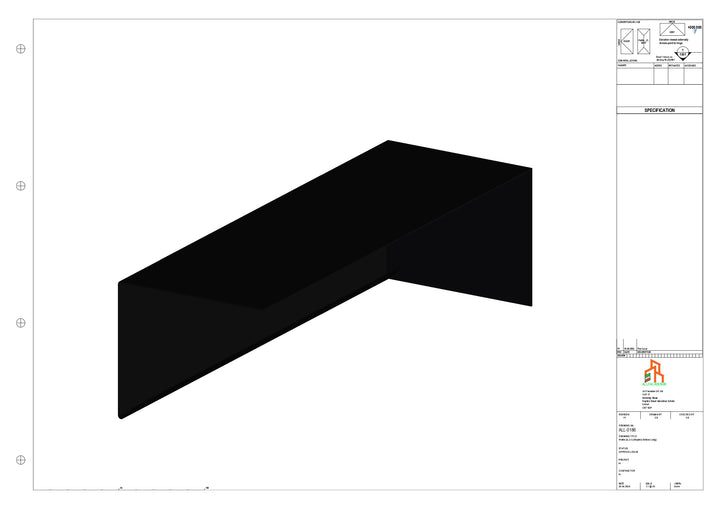 Aluminium Roof Trim - Type 2 - Stopend 300mm Length - Left Side