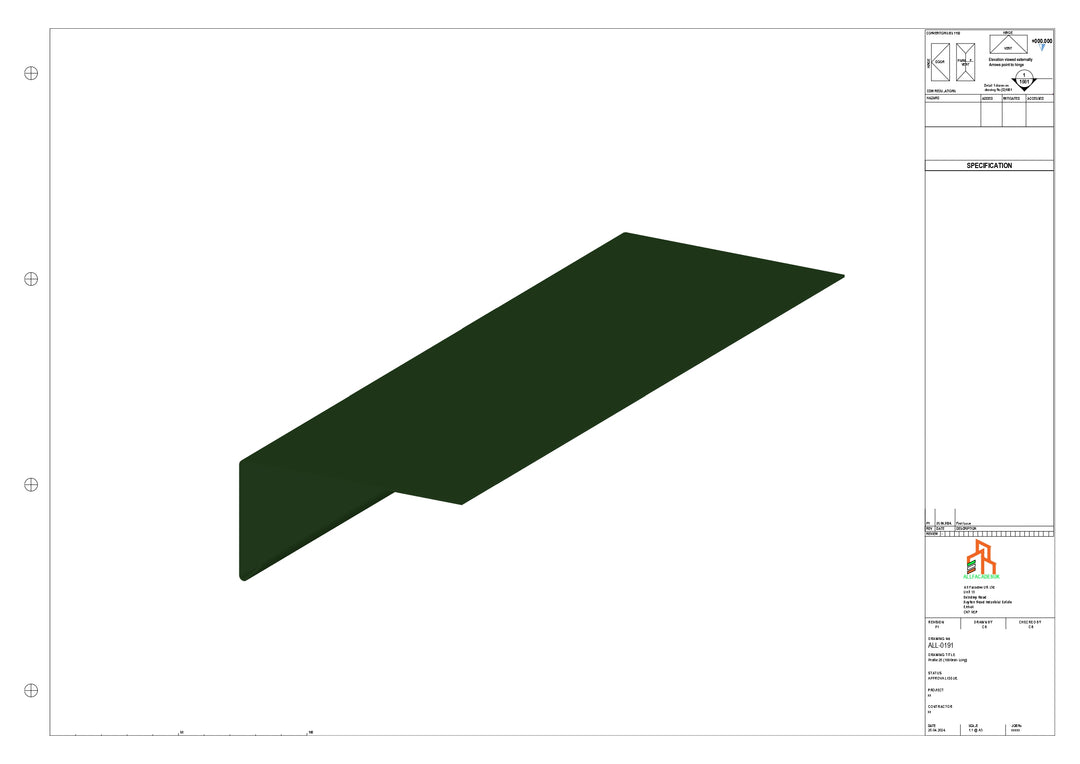 Aluminium Roof Trim - Type 3 - Straight 1000mm Length