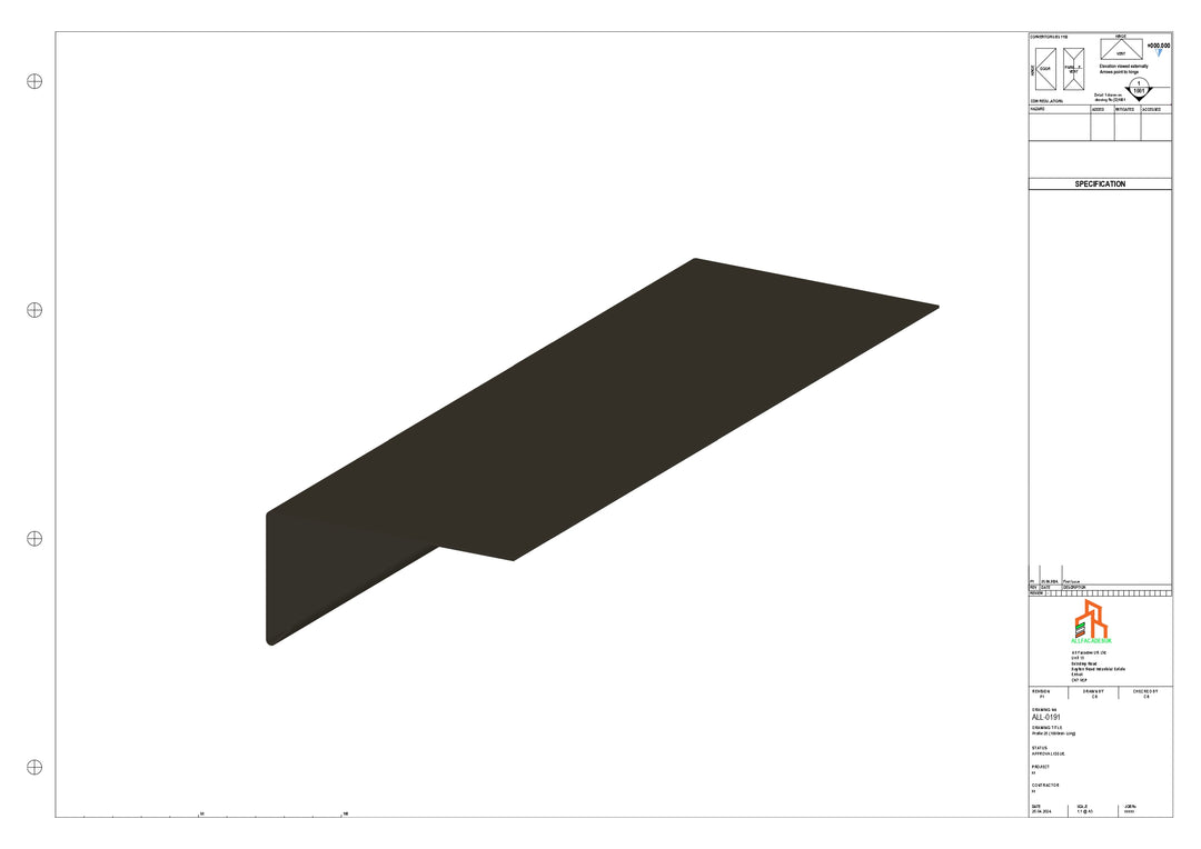 Aluminium Roof Trim - Type 3 - Straight 1000mm Length