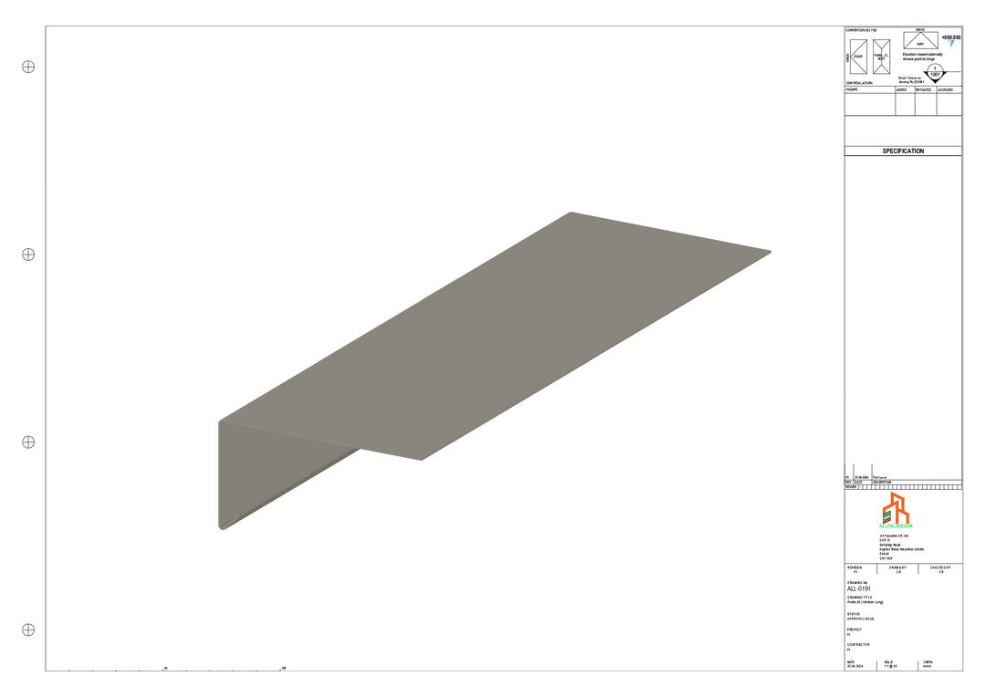 Aluminium Roof Trim - Type 3 - Straight 1000mm Length