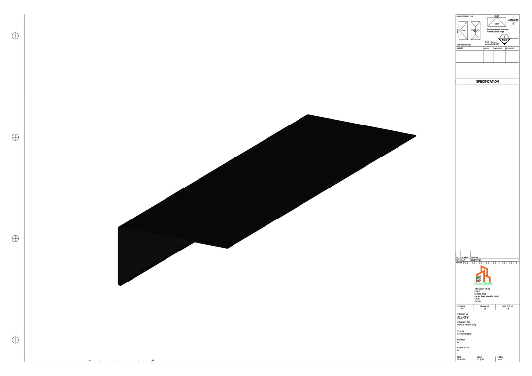 Aluminium Roof Trim - Type 3 - Straight 1000mm Length