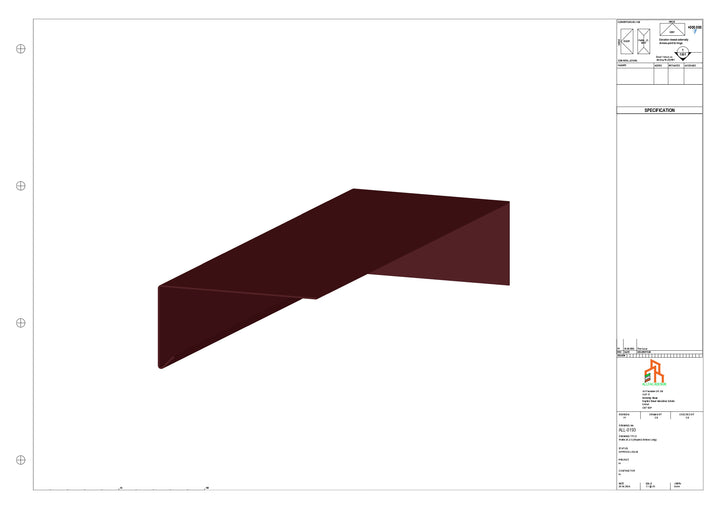 Aluminium Roof Trim - Type 3 - Stopend 300mm Length - Left Side