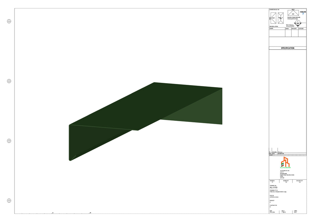 Aluminium Roof Trim - Type 3 - Stopend 300mm Length - Left Side