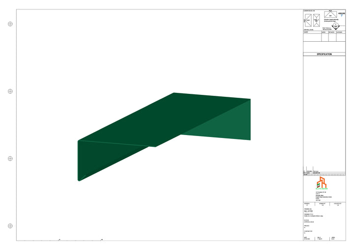 Aluminium Roof Trim - Type 3 - Stopend 300mm Length - Left Side