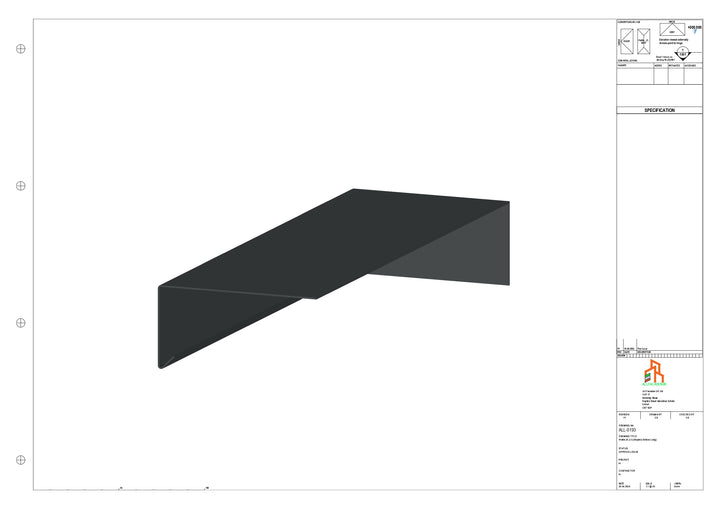 Aluminium Roof Trim - Type 3 - Stopend 300mm Length - Left Side