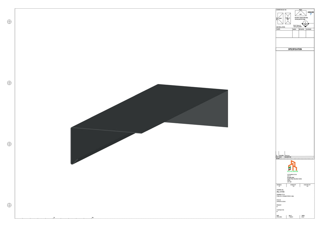 Aluminium Roof Trim - Type 3 - Stopend 300mm Length - Right Side