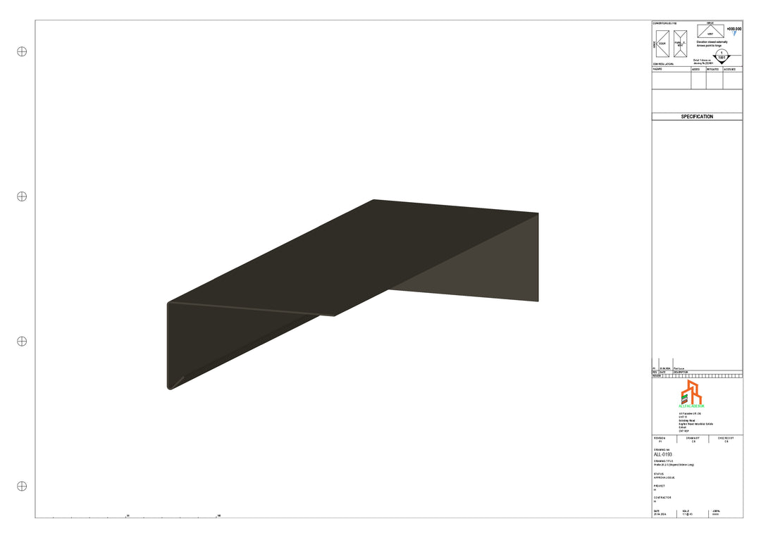 Aluminium Roof Trim - Type 3 - Stopend 300mm Length - Left Side