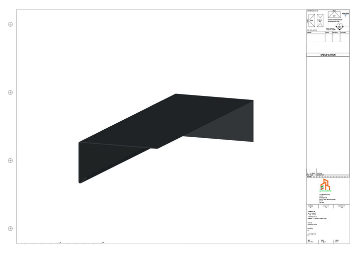 Aluminium Roof Trim - Type 3 - Stopend 300mm Length - Left Side