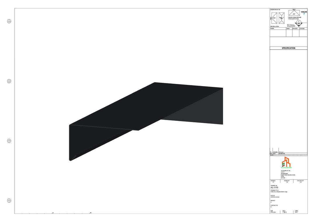 Aluminium Roof Trim - Type 3 - Stopend 300mm Length - Right Side