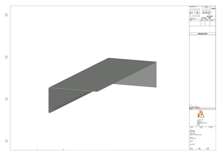 Aluminium Roof Trim - Type 3 - Stopend 300mm Length - Left Side