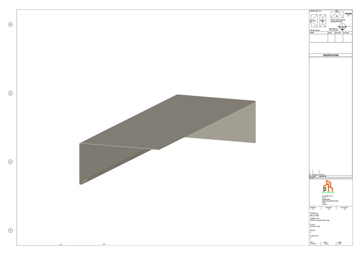 Aluminium Roof Trim - Type 3 - Stopend 300mm Length - Right Side