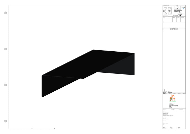 Aluminium Roof Trim - Type 3 - Stopend 300mm Length - Left Side