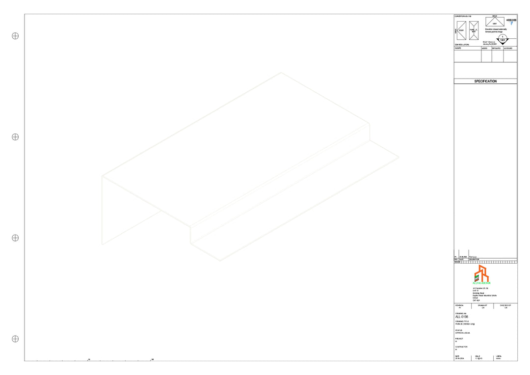 Aluminium Roof Trim - Type 4 - Straight 1000mm Length