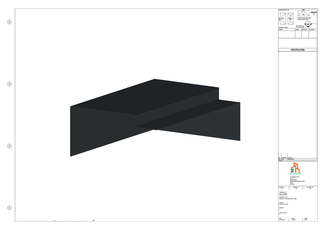 Aluminium Roof Trim - Type 4 - Stopend 300mm Length - Right Side