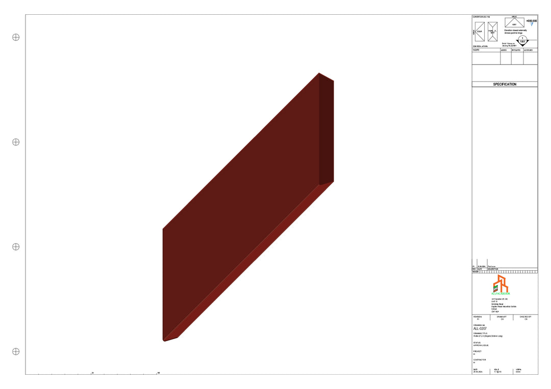 Aluminium Roof Trim - Type 5 - Stopend 300mm Length - Right Side