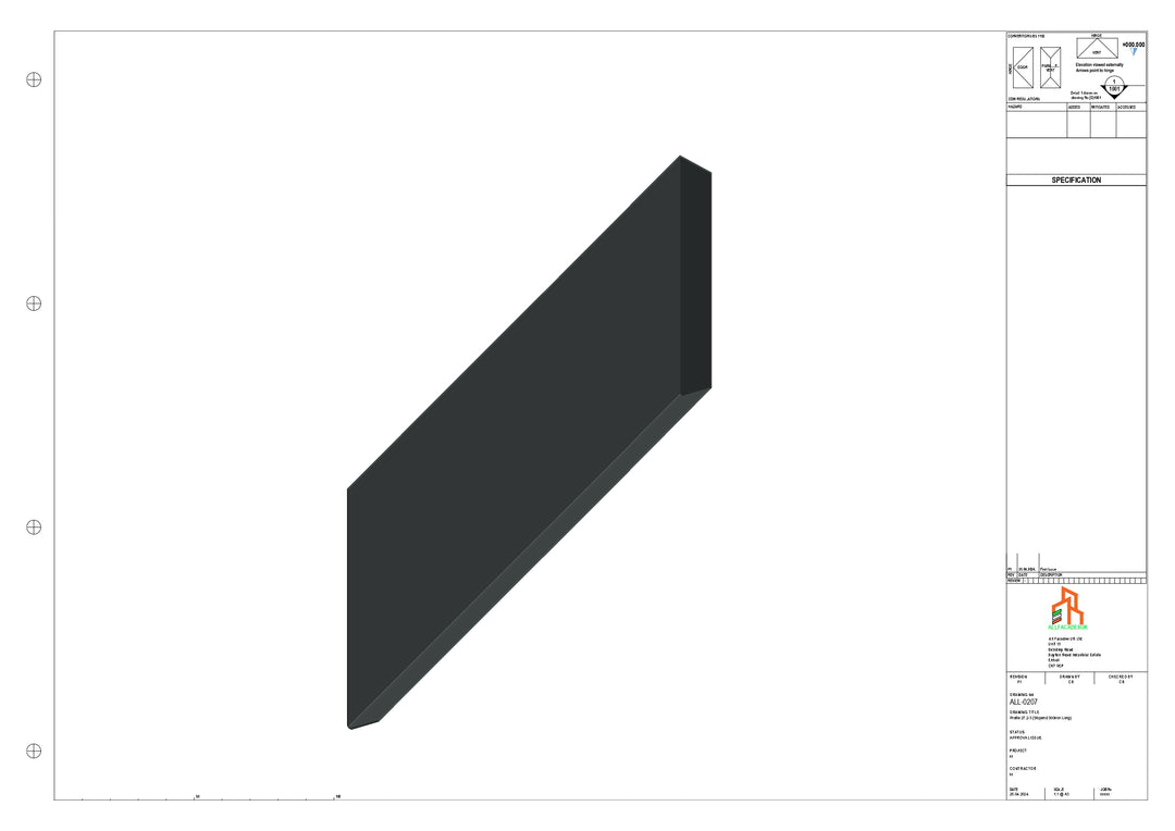 Aluminium Roof Trim - Type 5 - Stopend 300mm Length - Left Side