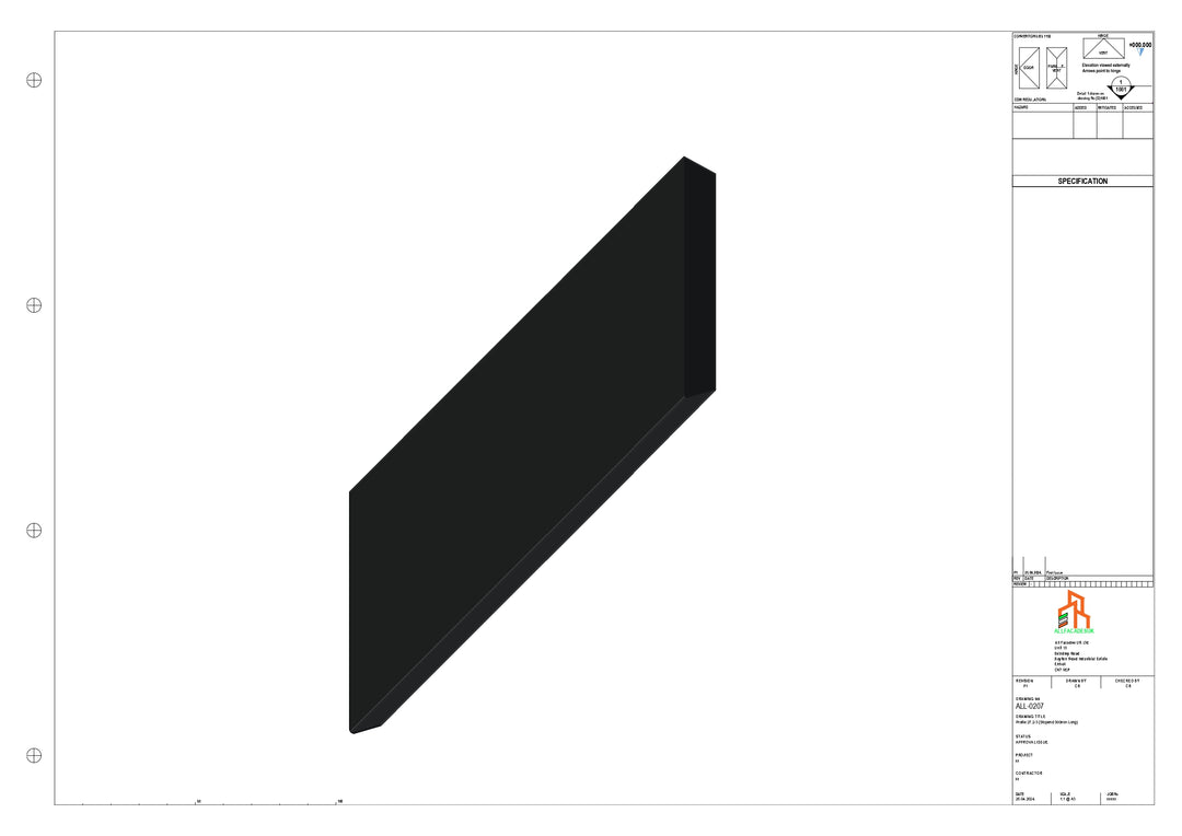 Aluminium Roof Trim - Type 5 - Stopend 300mm Length - Left Side