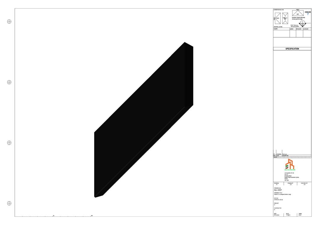 Aluminium Roof Trim - Type 5 - Stopend 300mm Length - Left Side