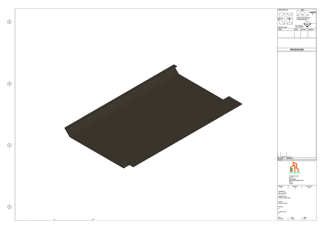 Aluminium Soffit - Type 1 - Straight 1000mm Length