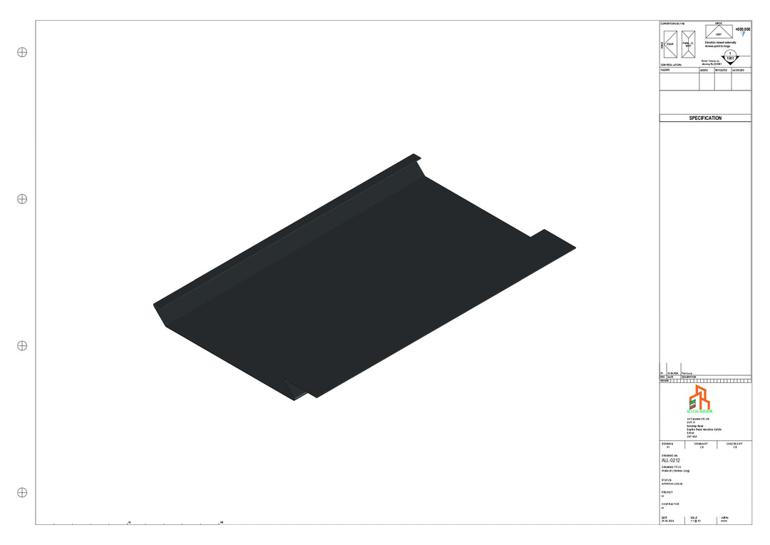 Aluminium Soffit - Type 1 - Straight 1000mm Length