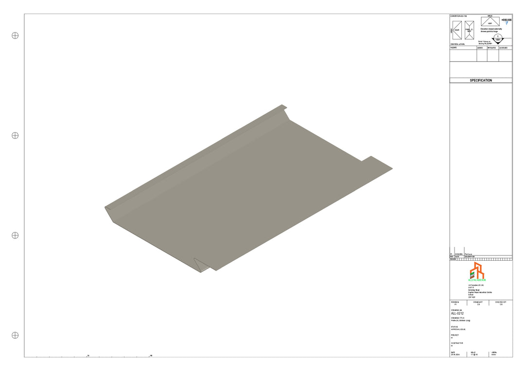 Aluminium Soffit - Type 1 - Straight 1000mm Length