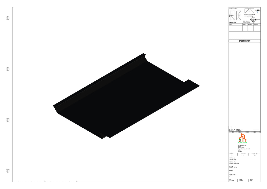 Aluminium Soffit - Type 1 - Straight 1000mm Length