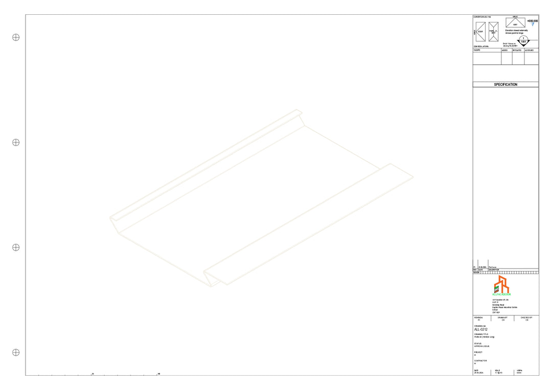 Aluminium Soffit - Type 1 - Straight 1000mm Length