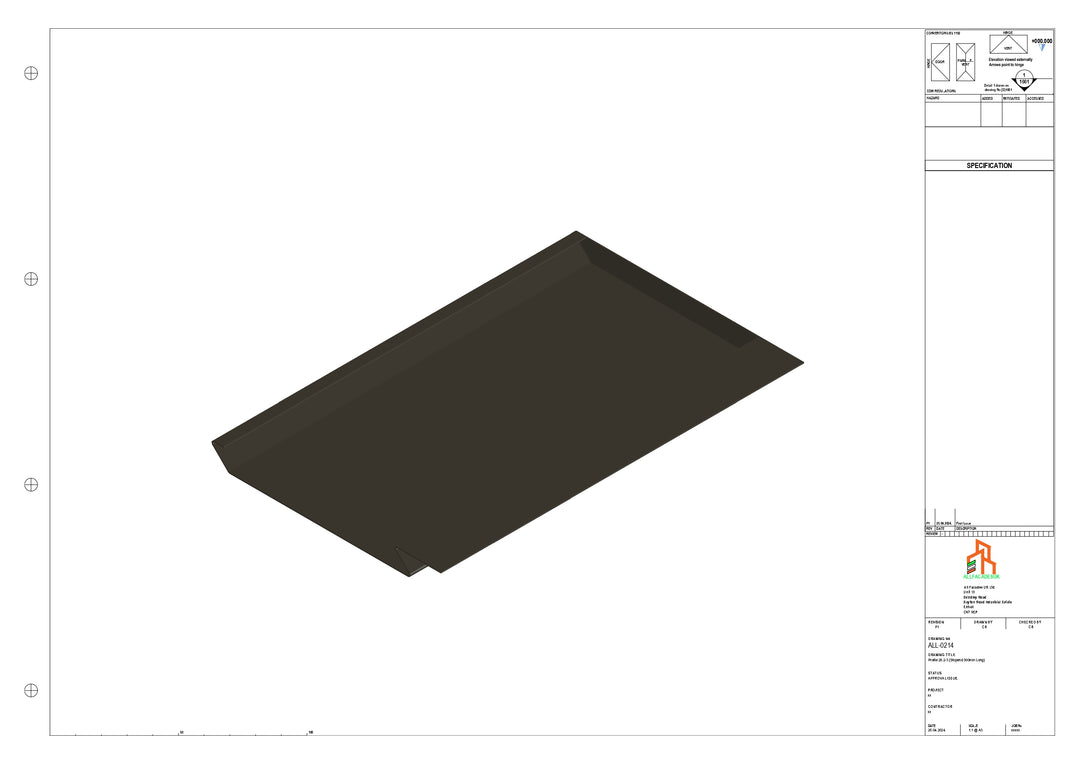 Aluminium Soffit - Type 1 - Stopend 300mm Length - Right Side