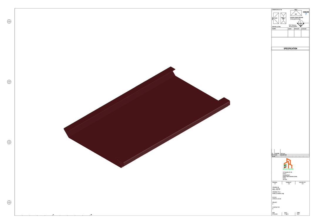 Aluminium Soffit - Type 2 - Straight 1000mm Length