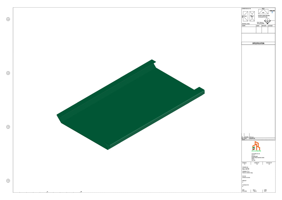 Aluminium Soffit - Type 2 - Straight 1000mm Length