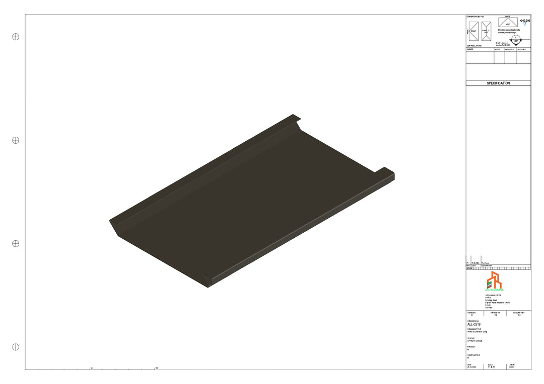 Aluminium Soffit - Type 2 - Straight 1000mm Length