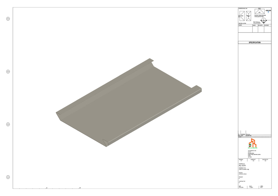 Aluminium Soffit - Type 2 - Straight 1000mm Length