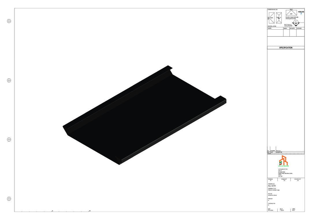 Aluminium Soffit - Type 2 - Straight 1000mm Length