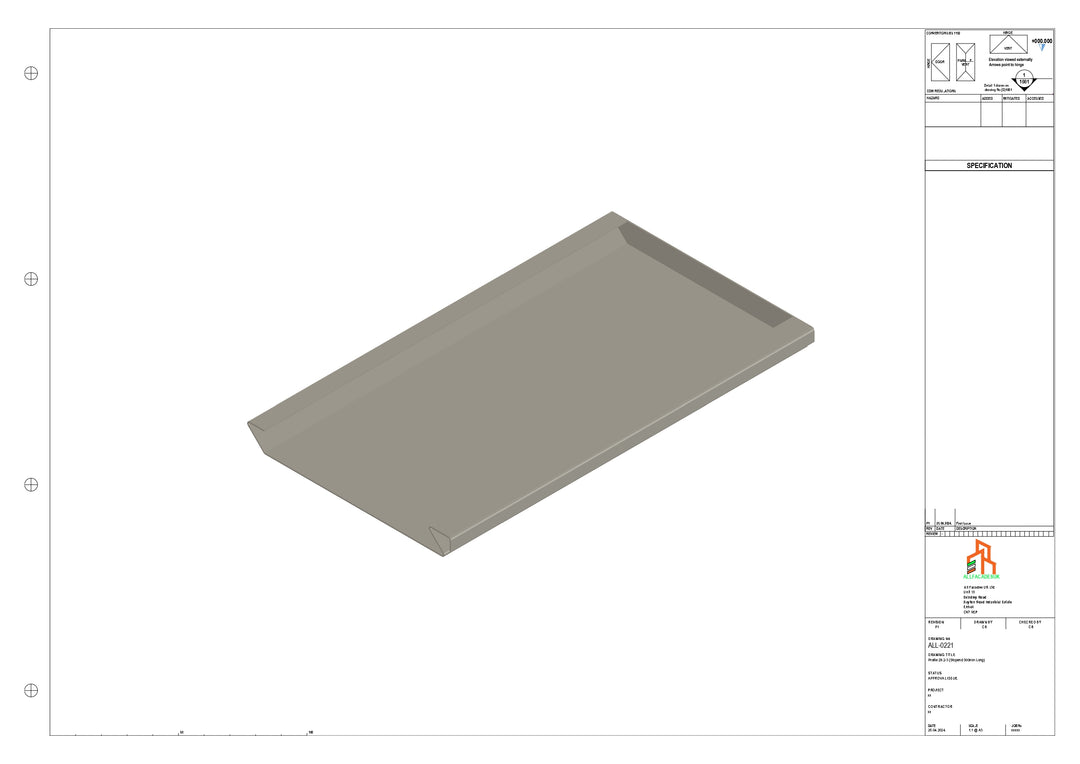 Aluminium Soffit - Type 2 - Stopend 300mm Length - Right Side