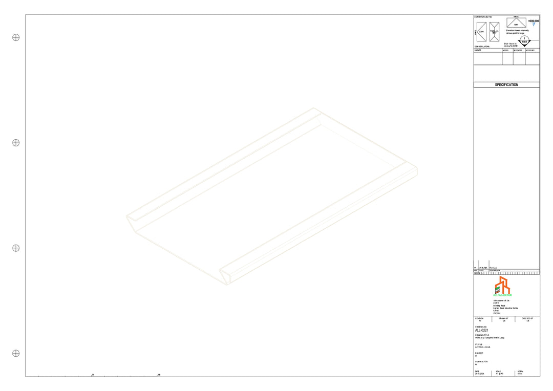 Aluminium Soffit - Type 2 - Stopend 300mm Length - Right Side