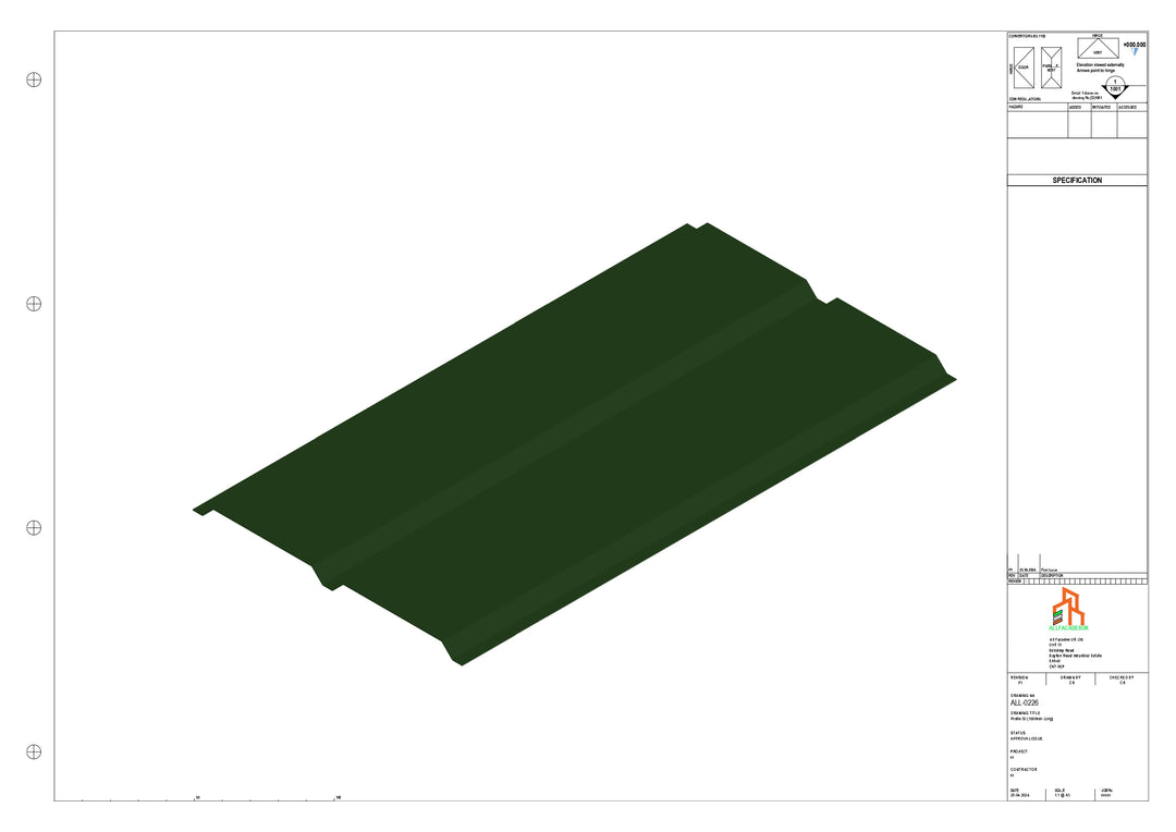 Aluminium Soffit - Type 3 - Straight 1000mm Length