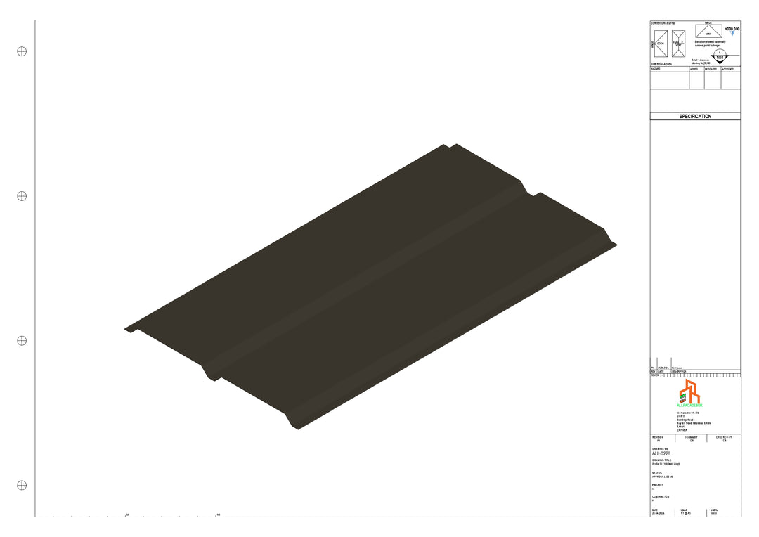 Aluminium Soffit - Type 3 - Straight 1000mm Length