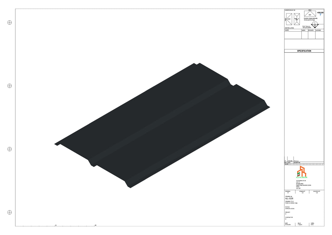 Aluminium Soffit - Type 3 - Straight 1000mm Length