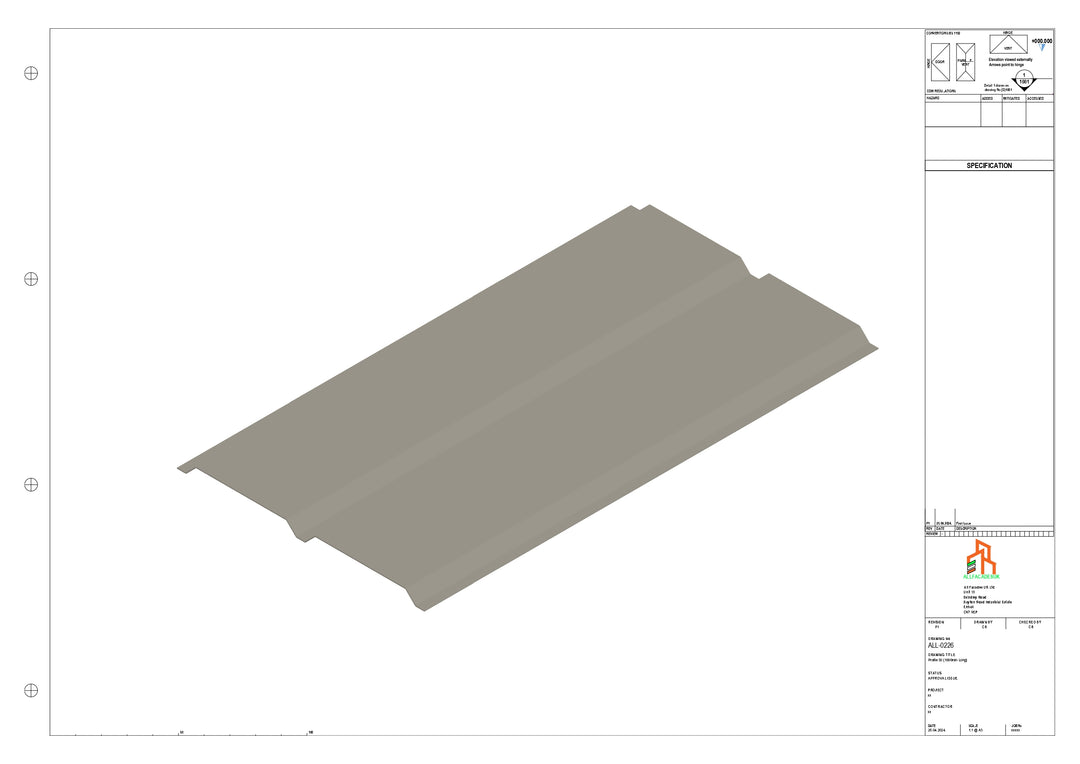 Aluminium Soffit - Type 3 - Straight 3000mm Length