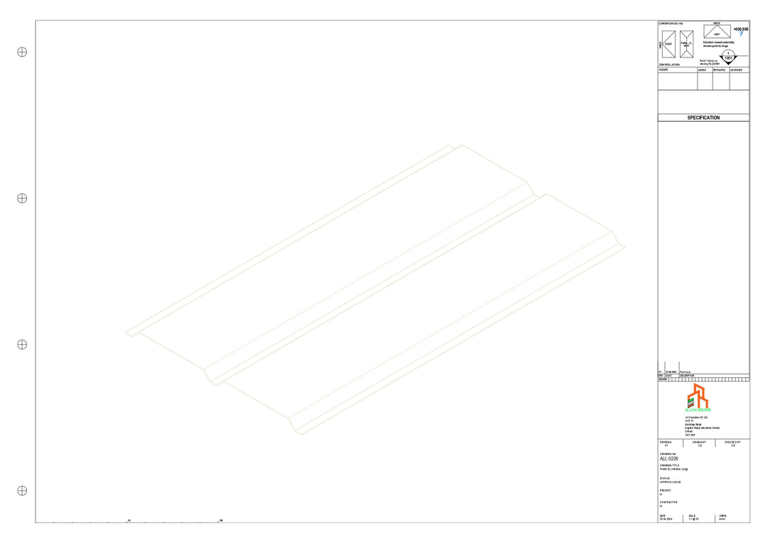 Aluminium Soffit - Type 3 - Straight 1000mm Length