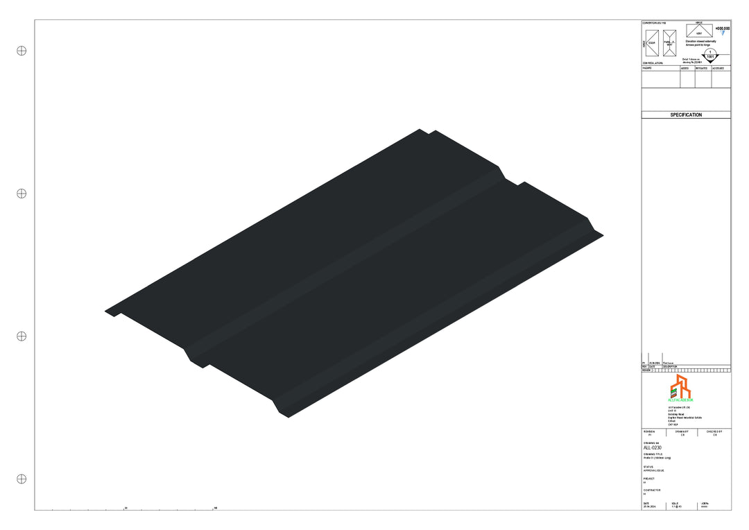 Aluminium Soffit - Type 4 - Straight 1000mm Length