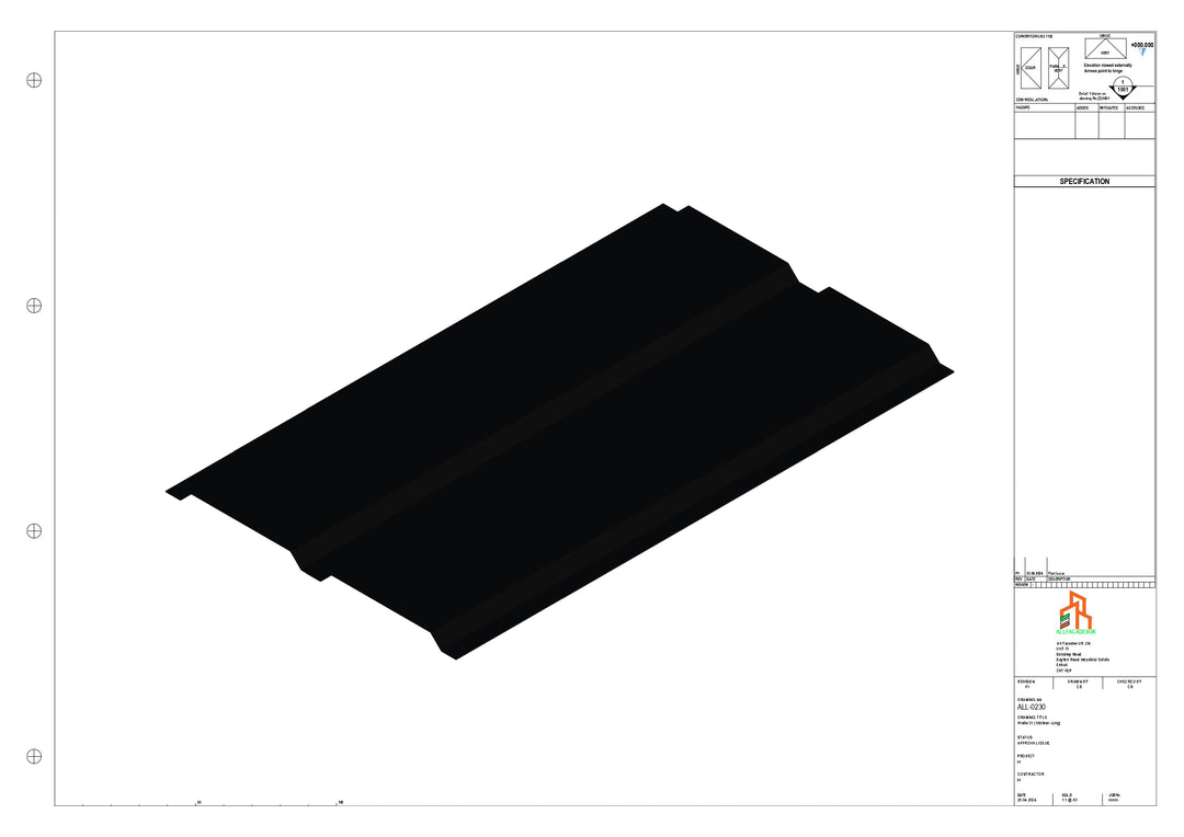 Aluminium Soffit - Type 4 - Straight 1000mm Length