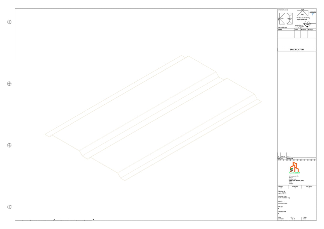 Aluminium Soffit - Type 4 - Straight 1000mm Length