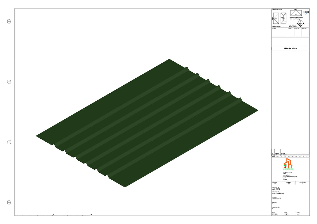 Aluminium Soffit - Type 5 - Straight 1000mm Length