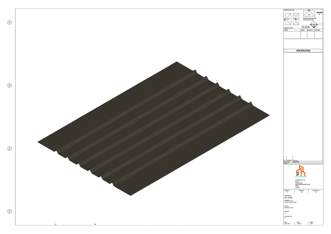 Aluminium Soffit - Type 5 - Straight 1000mm Length