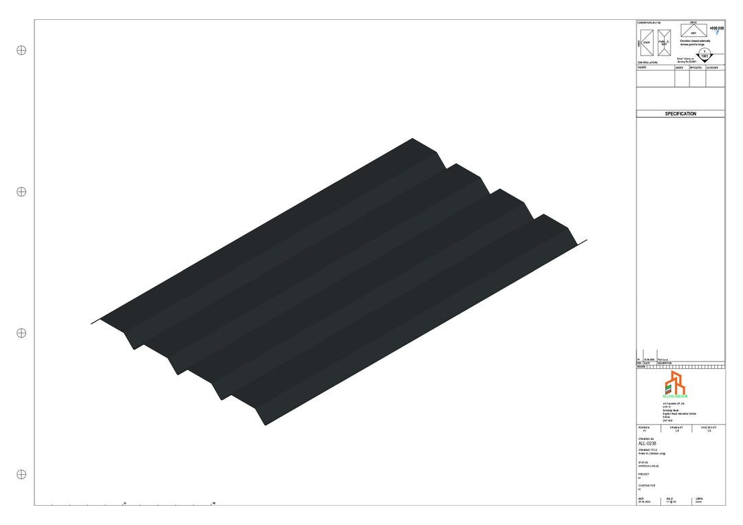 Aluminium Soffit - Type 6 - Straight 1000mm Length