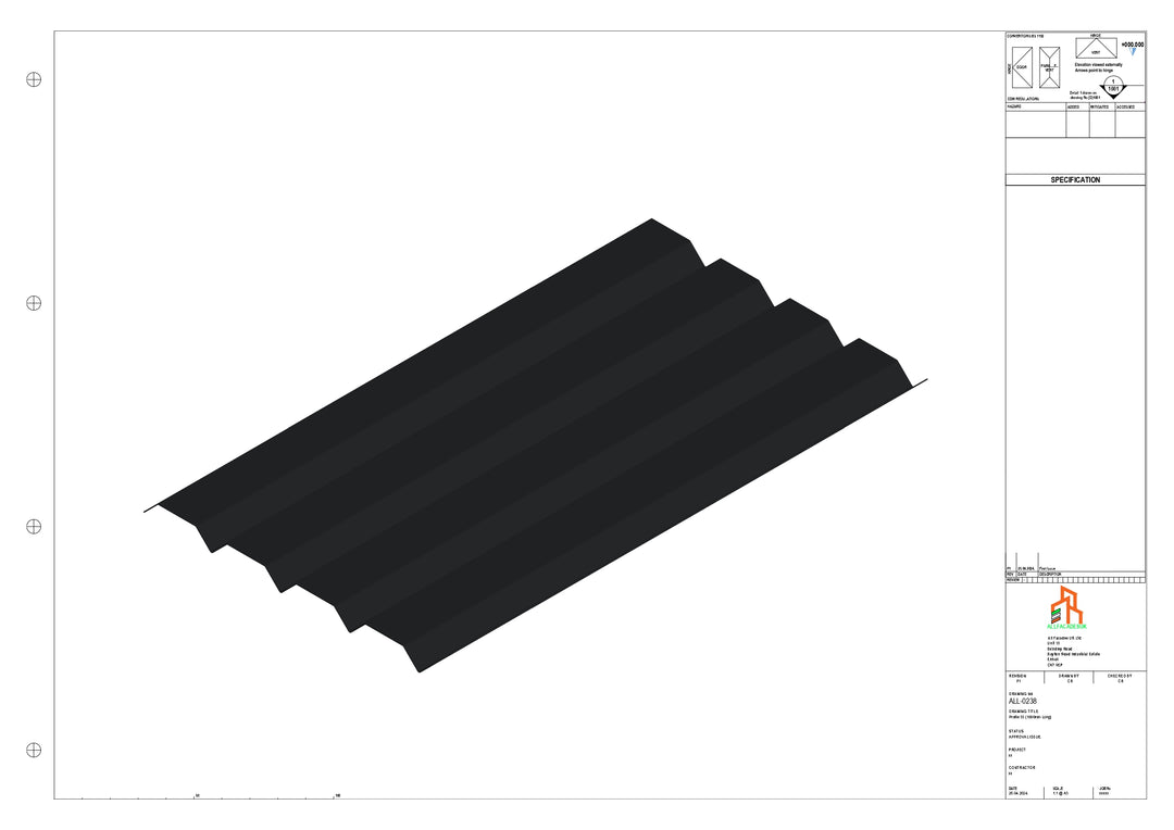 Aluminium Soffit - Type 6 - Straight 1000mm Length