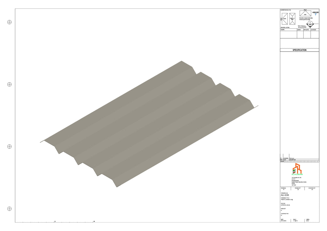 Aluminium Soffit - Type 6 - Straight 1000mm Length
