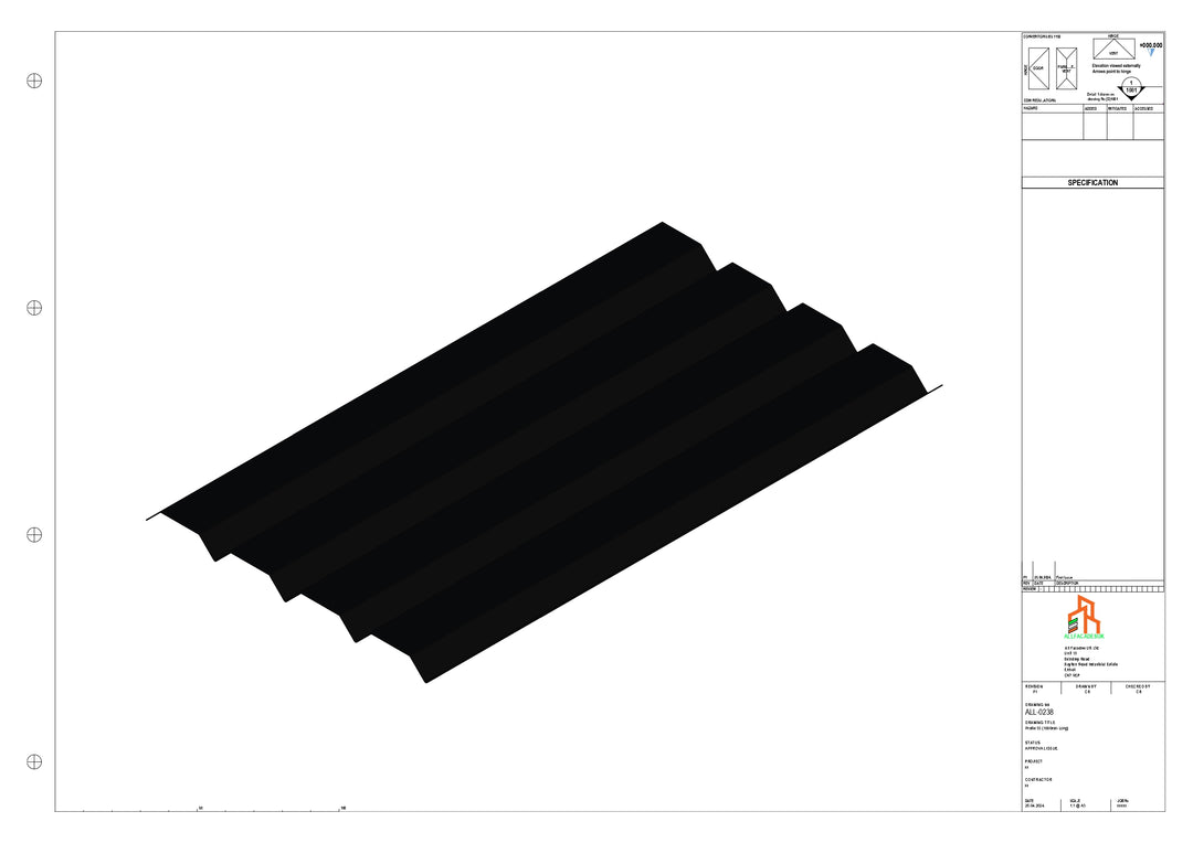 Aluminium Soffit - Type 6 - Straight 1000mm Length