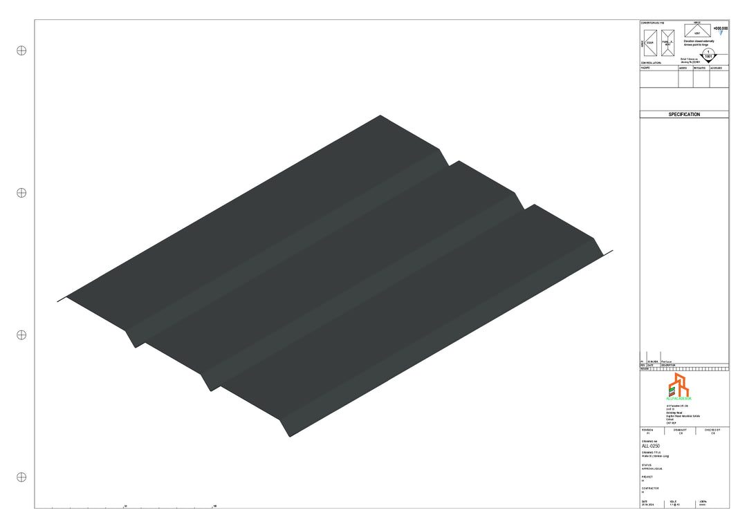Aluminium Soffit - Type 8 - Straight 3000mm Length